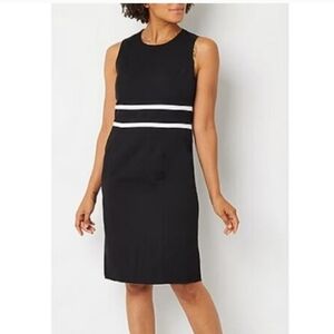 Evan Picone Black Dress with White Stripes NWT